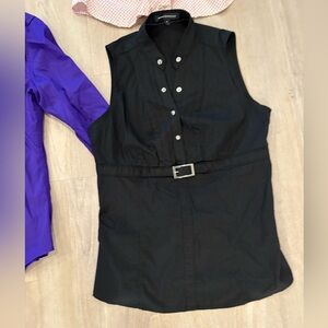Express Black Sleeveless Blouse with Belt